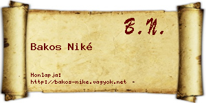 Bakos Niké névjegykártya